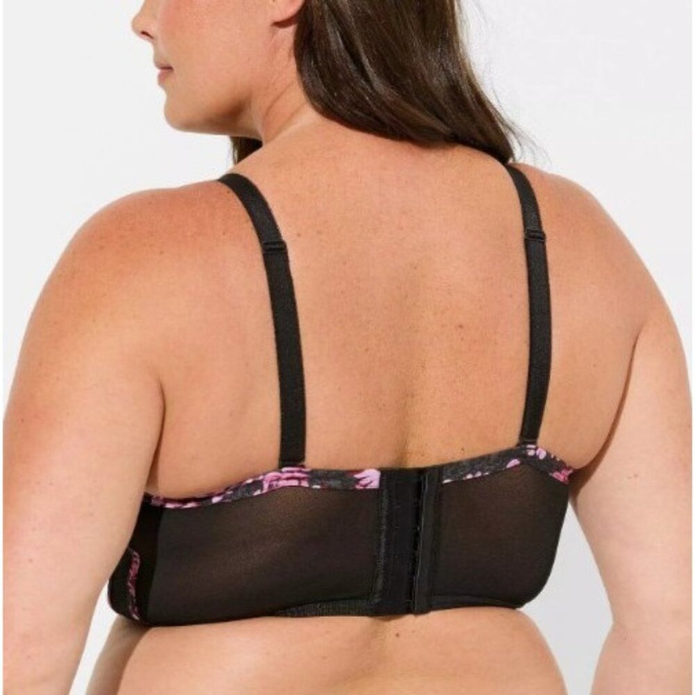 New Torrid XO Plunge Push Up Bra Moody Floral Rich Black Sz 44DDD Sexy Corset - Picture 3 of 7